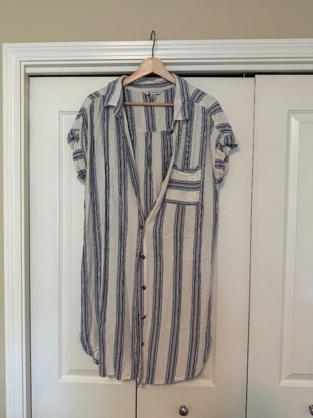 American Eagle Striped Button-Up Shirt Dress